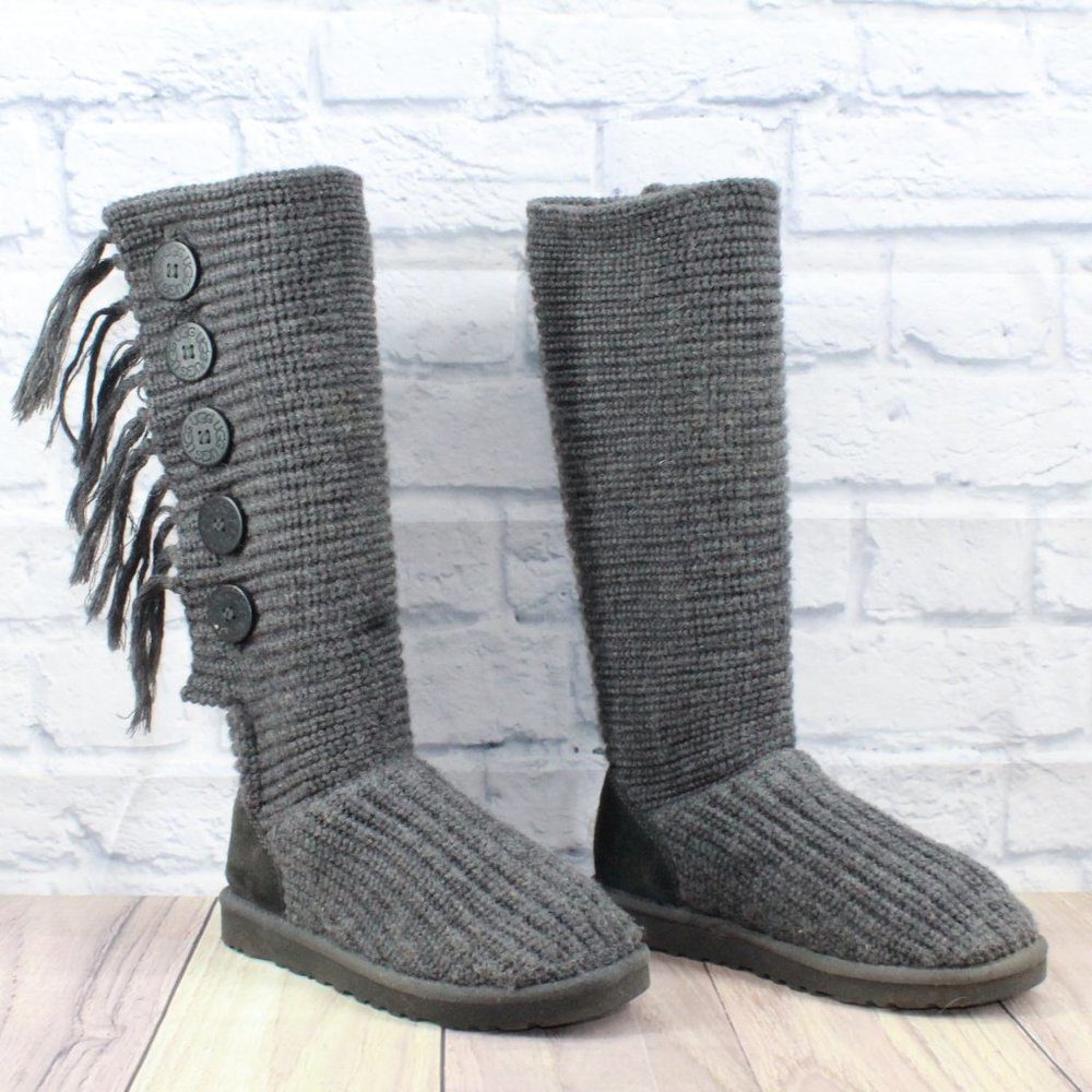 UGG Australia Gray Knit Sweater Classic Cardy Tall Boots Size US 7 - Picture 3 of 12